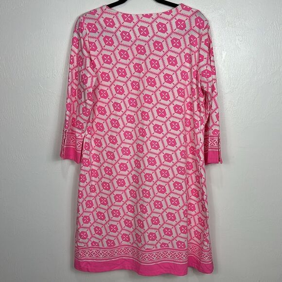 Amelia Quin Cotton Blend Geometric Pattern 3/4 Sleeve Mini Dress Size XL - Picture 4 of 11